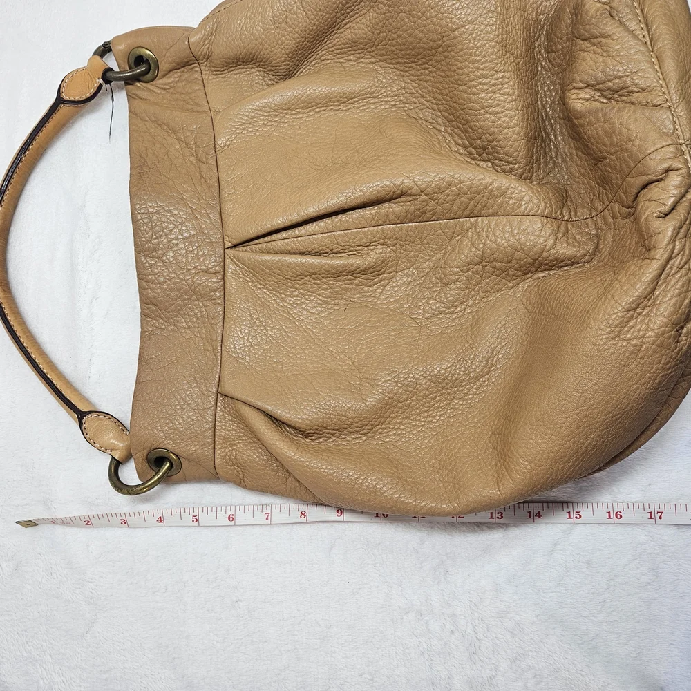 J.Crew Tan Pebbled Leather Hobo Shoulder Bag Handbag Slouchy Purse
